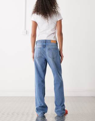 Noisy May Reggy Low Waist Straight Leg Jeans In Blue