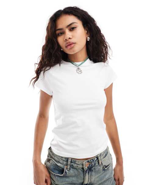 Noisy May - Regular-fit T-shirt met kapmouwtjes in wit - view 1