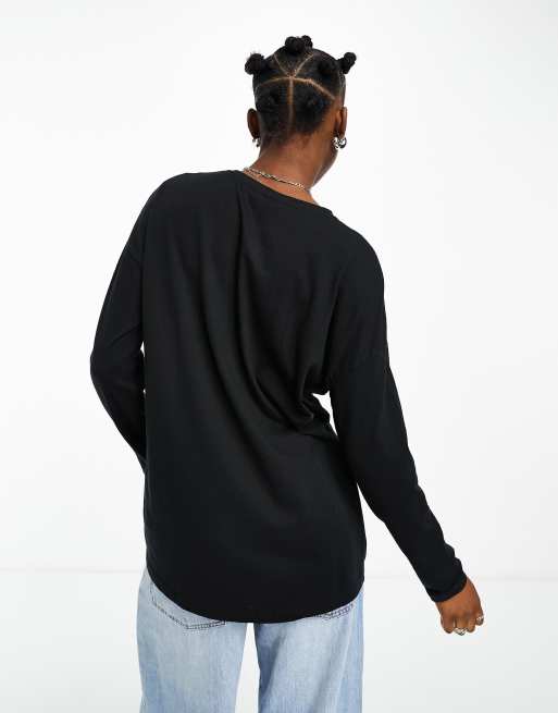 Noisy May relaxed long sleeve t-shirt in black, 2 of 4