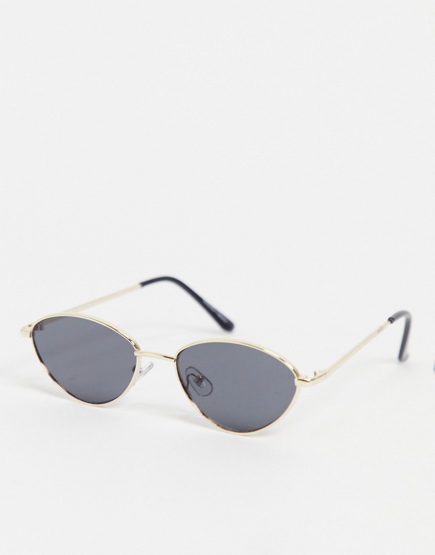 Noisy May retro oval sunglasses in gold-Black