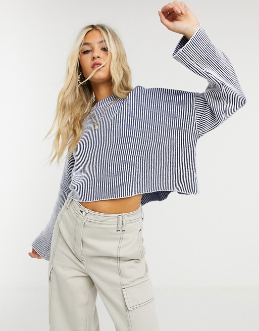 Noisy May ribbed oversized jumper in blue