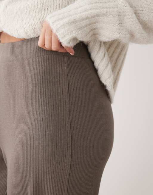 Noisy May ribbed wide leg pants in brown, 5 of 5