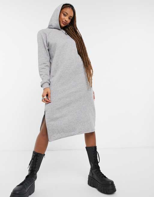 Noisy May Robe courte capuche zipp e sur les c t s Gris ASOS