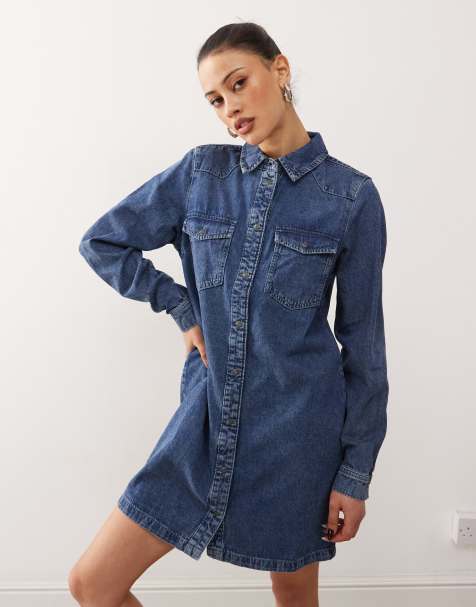 Noisy May - Robe longue en jean - Bleu moyen - view 1