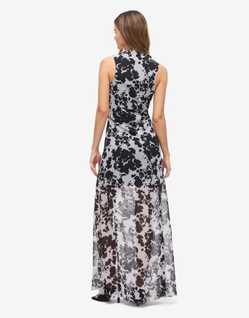 Noisy May robe longue sans manches en tulle imprimé noir, 2 de 6