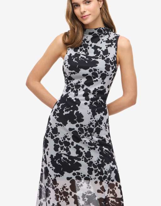 Noisy May robe longue sans manches en tulle imprimé noir, 5 de 6