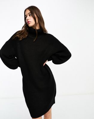 Noisy May high neck wide sleeve knitted jumper dress in black - ASOS Price Checker