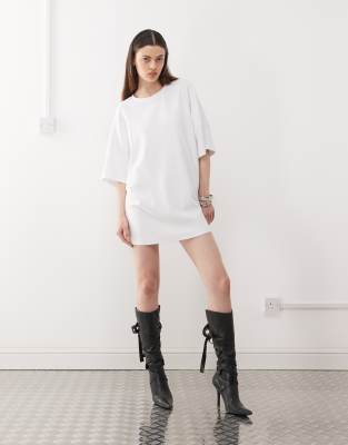 Robe t-shirt coupe carrée - Blanc XS