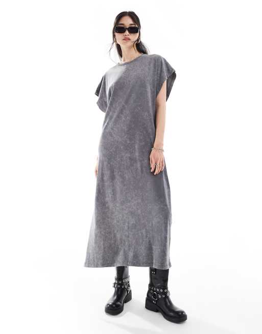 Noisy May - Robe t-shirt longueur mollet - Gris délavé