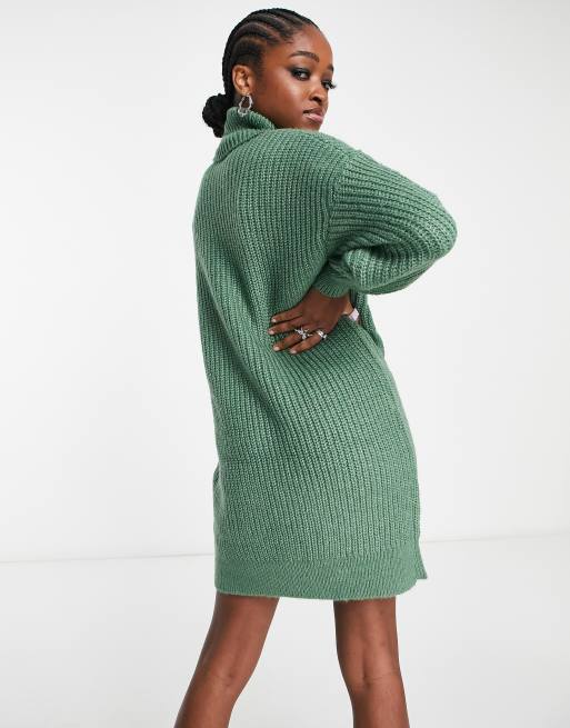 Green cable shop knit sweater dress