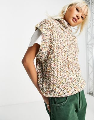 Noisy May roll neck sleeveless jumper in pastel knit