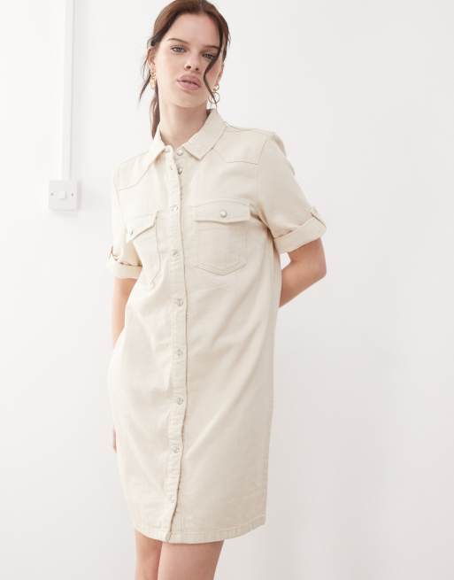 knee length dresses for ladies Button Down Denim Mini Dress