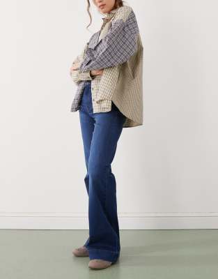 Noisy May Rooxy High Rise Flare Jeans In Blue