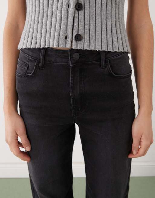 Noisy May - Rooxy - Pantalon évasé taille haute en jean - Noir, 4 de 5
