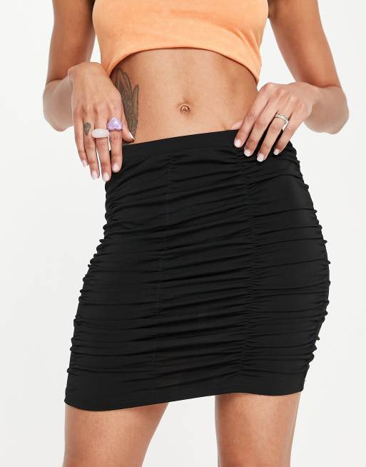 Ruched Mini Skirt Black