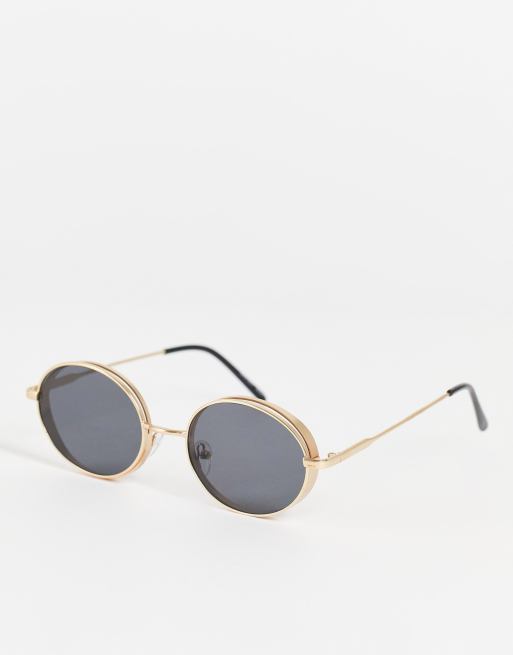 Noisy May – Runde Sonnenbrille mit goldfarbenem Rahmen