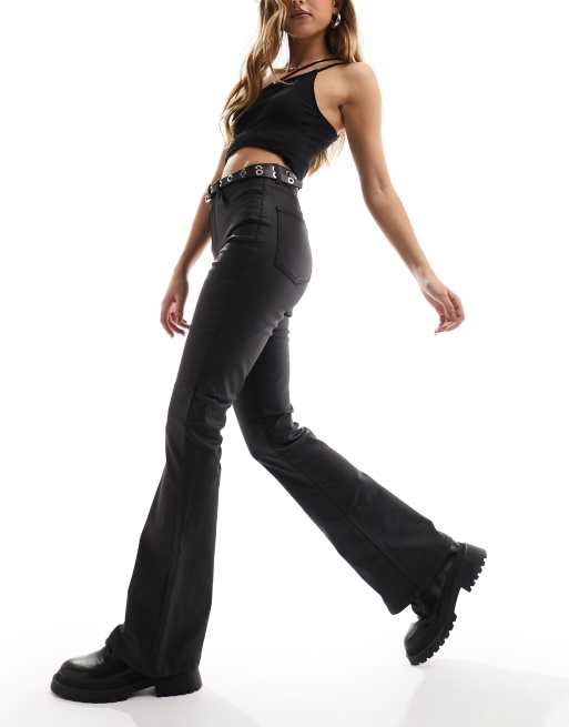 Noisy May Sallie high waisted flared jeans in black