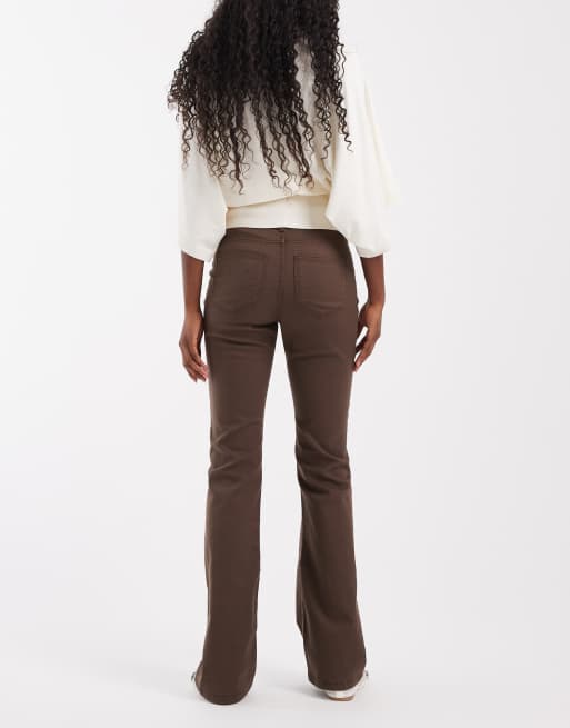 Noisy May Sallie high rise flare jeans in chocolate brown, 2 of 5