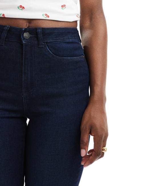 Noisy May Sallie high rise slim flare jeans in dark blue wash, 5 of 5