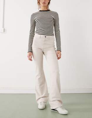 Noisy May Sallie High Rise Slim Flare Jeans In White