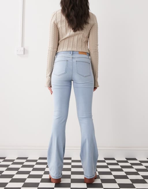 Noisy May Sallie high rise slim flare jeans in light blue wash, 2 of 5