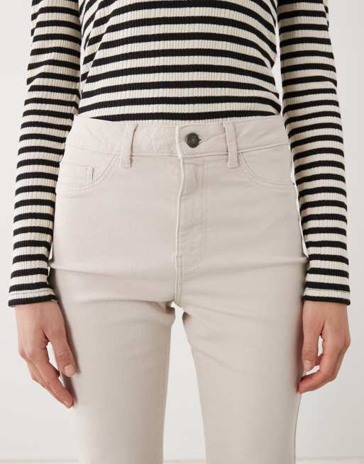 Noisy May – Sallie – Naturvita, utsvängda, smala jeans med hög midja, 4 av 5