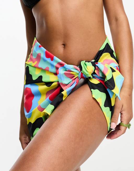 Noisy May sarong co-ord in multi wave print