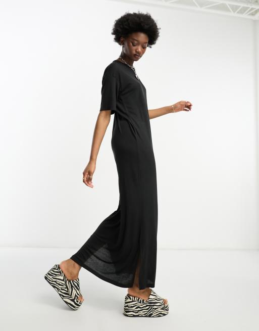 Noisy May – Schwarzes Maxi-T-Shirt-Kleid, 3 von 4