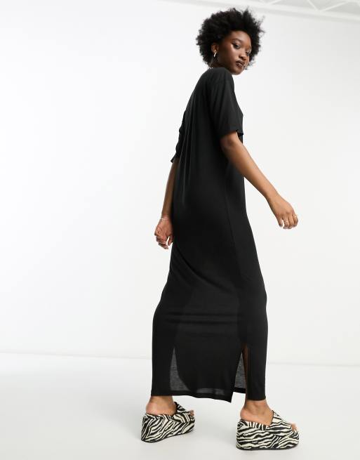 Noisy May – Schwarzes Maxi-T-Shirt-Kleid, 4 von 4