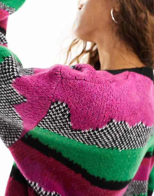 Noisy May scoop neck sweater in multi graphic | ASOS Noisy May scoop neck sweater in multi graphic | ASOS