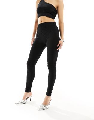 Noisy May seamless leggings co-ord in black glitter