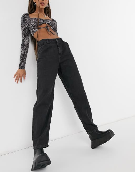 Noisy May – Sella – Jeans mit ballonförmigem Beinschnitt in verwaschenem Schwarz