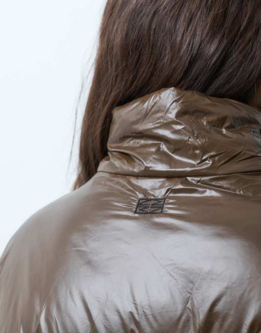 Noisy May shiny puffer jacket in brown, 2 of 4