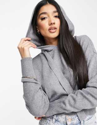 Noisy May Ship Knit Hoodie In Gray