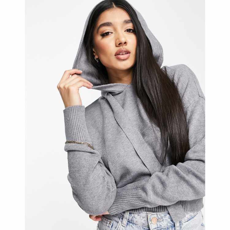 Noisy May Ship knit hoodie in gray