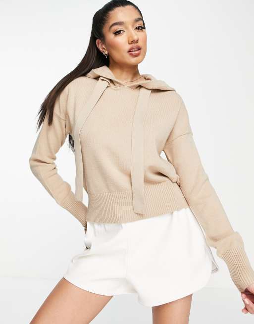 Noisy May Ship Sweat à capuche en maille Beige ASOS