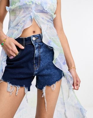 Noisy May two tone denim shorts in blue - ASOS Price Checker