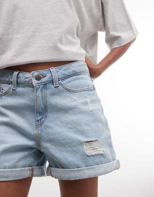 Noisy May - Short mom déchiré en jean - Bleu clair, 4 de 5