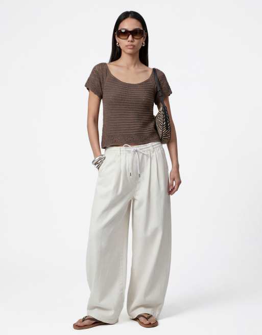 Noisy May short sleeve knit top in brown, 2 of 4