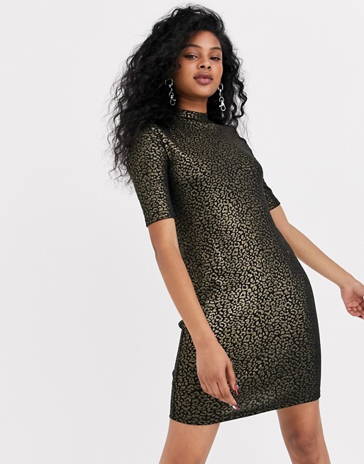 Noisy May short sleeve leopard print dress