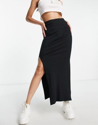 Noisy May side split maxi skirt in black