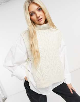 high neck knitted vest