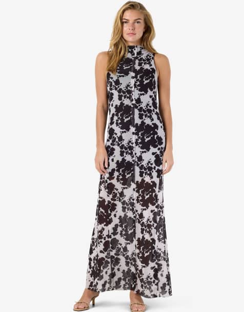 Noisy May Sleeveless Mesh Maxi Dress in Black Print - view 1