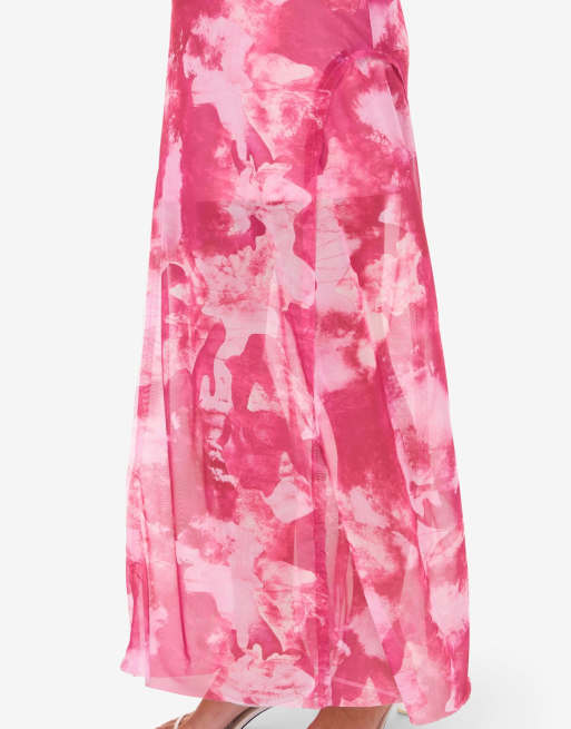 Noisy May Sleeveless Mesh Maxi Dress in Pink Print, 5 of 6