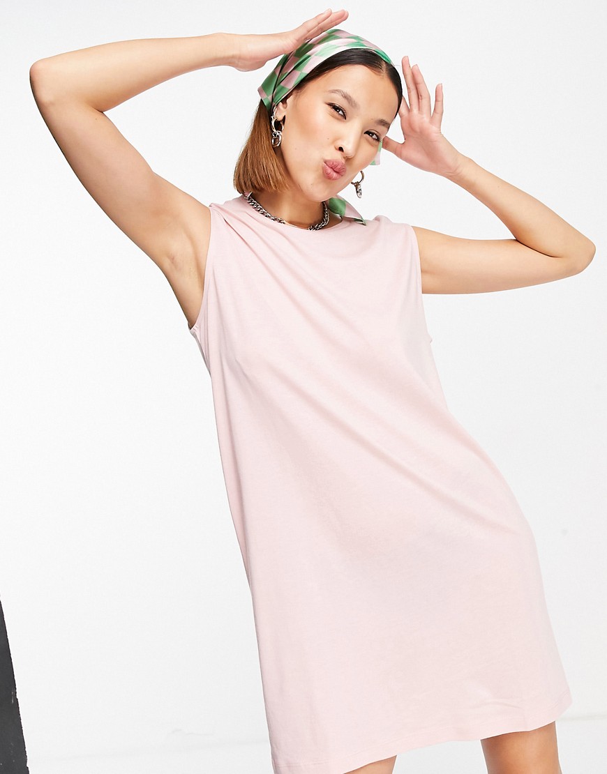 Noisy May sleeveless t-shirt dress in pink