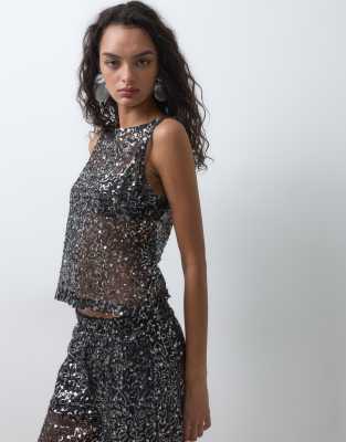 Noisy May Sleeveless Top Set In Silver