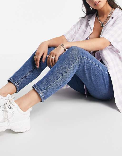 Noisy May - Slim fit jeans in middenblauwe wassing