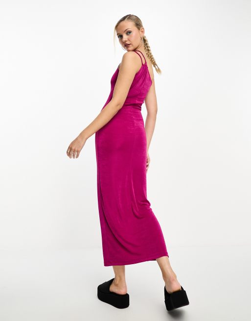 Purple Dress - One-Shoulder Maxi Dress - Purple Sleeveless Dress