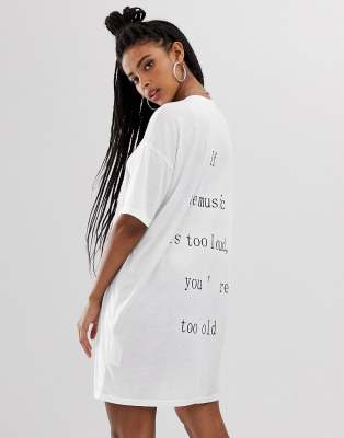 white shirt dress with writing