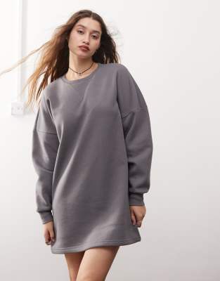 Noisy May Noisy May slouchy sweat dress in charcoal grey
